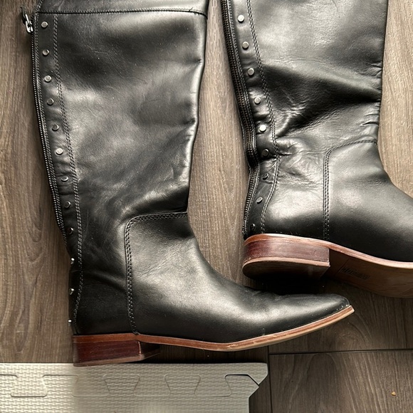 Leather Frank Sarto Black Knee-High Women's Boots - Picture 5 of 12